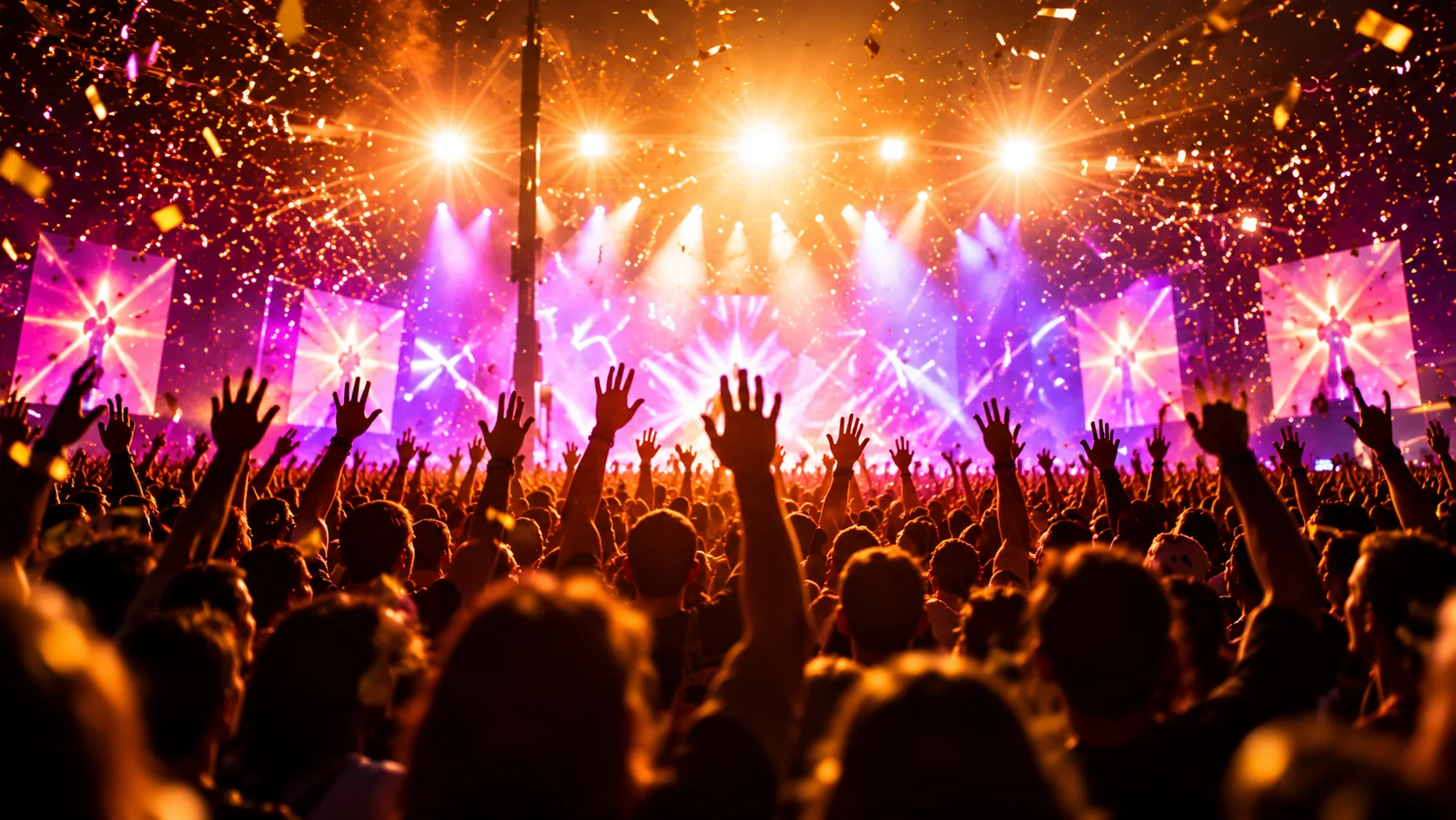 Konzert mit Lichtern und jubelndem Publikum